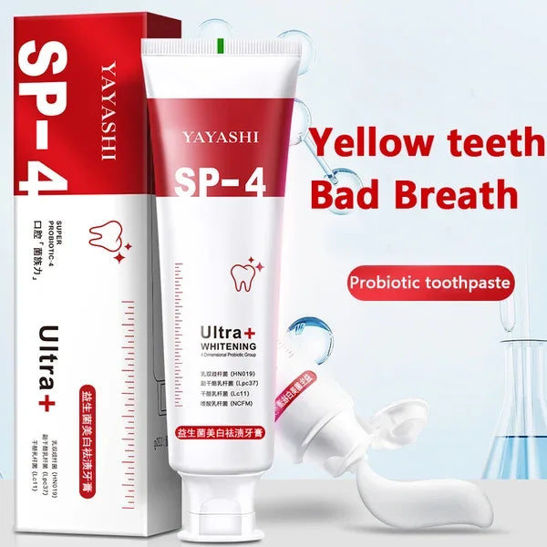 SP-4 Dentifrice Blanchissant Probiotique// Résultat visible après quelques jours d'utilisation