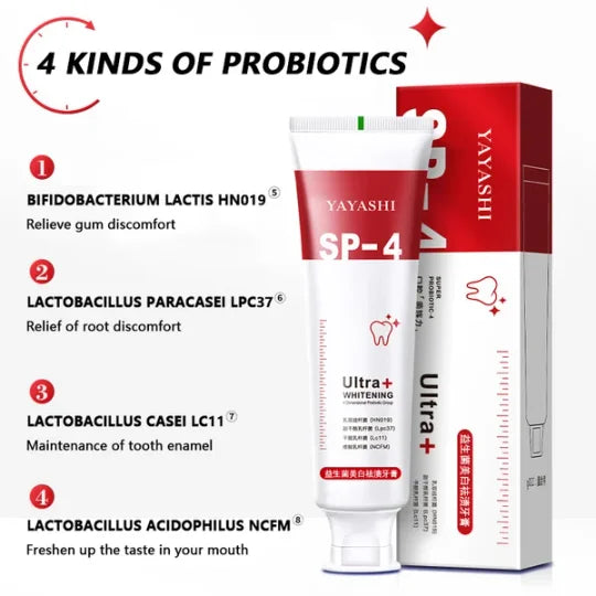 SP-4 Dentifrice Blanchissant Probiotique// Résultat visible après quelques jours d'utilisation